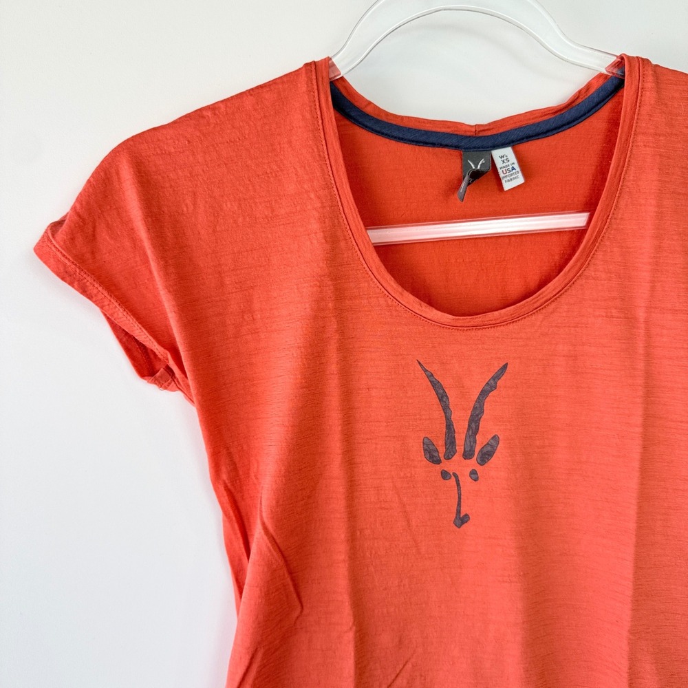 Ibex Wool Tee Womens XS Orange Excellent Short Sleeve Scoop Neck Graphic Top